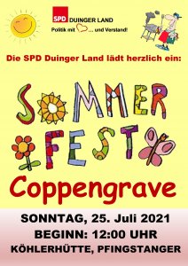 Sonntag, 25.07.2021: SPD Duinger Land lädt ein zum Sommerfest